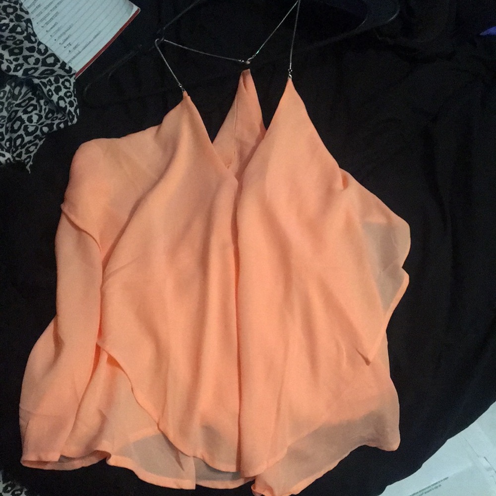Coral blouse.